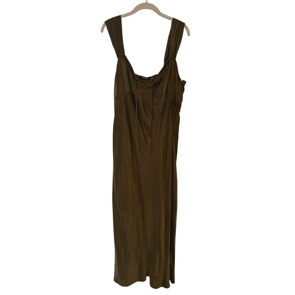 NWT Madewell Square-Neck Midi Dress In Expedition Green Size 14 - Picture 4 of 10